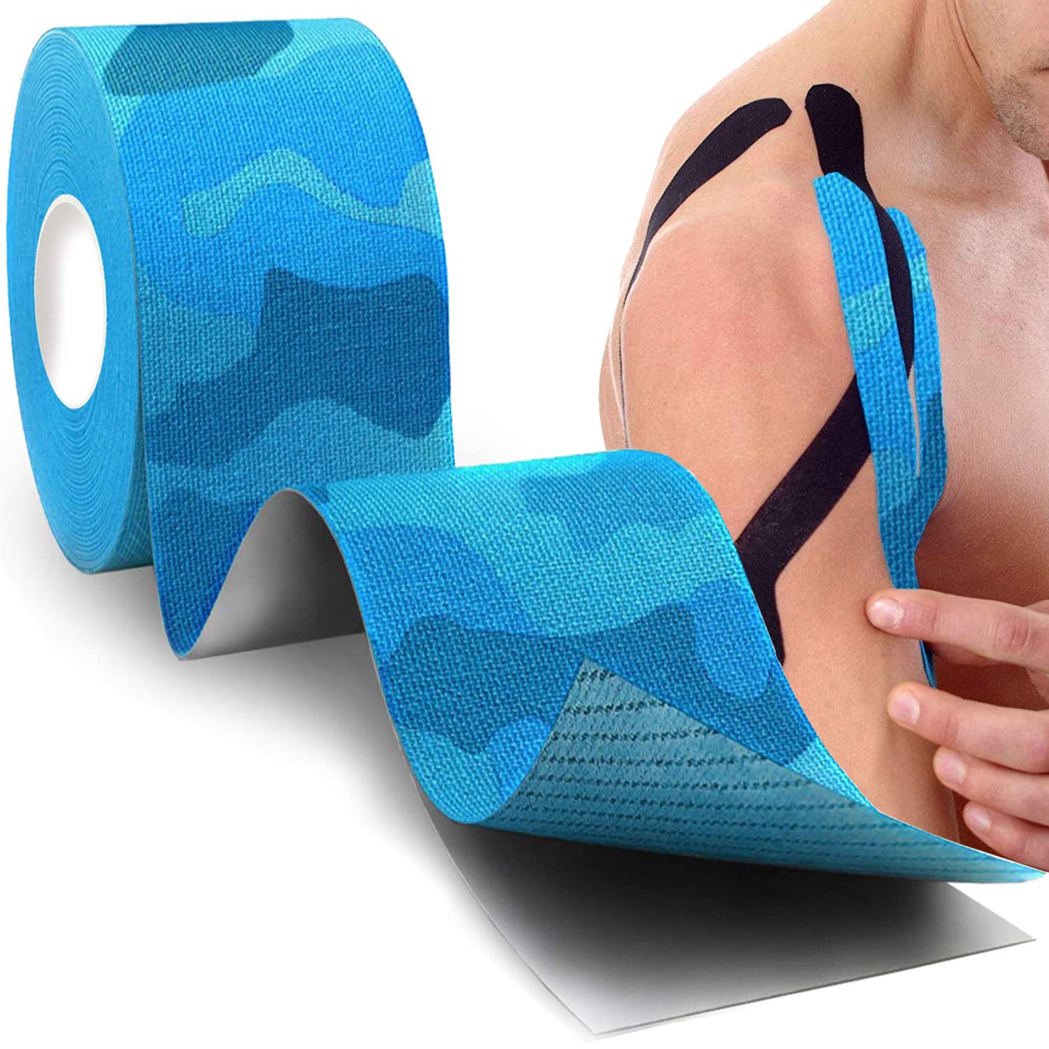Strauss Kinesiology Sports Tape Knee, Calf & Thigh Support (Camo Blue)