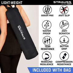 Strauss Anti Skid TPE Yoga Mat with Carry Bag, 8mm, (Purple)