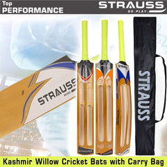 Strauss Kashmir Willow Double Blade Cricket Bat, (Plain)