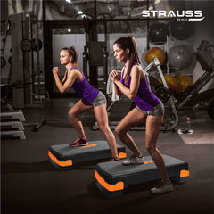 Strauss High Rise Aerobic Stepper | Two Height Level Adjustments - 6 inches and 8 inches | Slip-Resistant & Shock Absorbing Platform for Extra-Durability - Supports Upto 200 KG, (Pink)