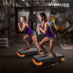 Strauss High Rise Aerobic Stepper | Two Height Level Adjustments - 6 inches and 8 inches | Slip-Resistant & Shock Absorbing Platform for Extra-Durability - Supports Upto 200 KG, (Red)