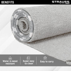Strauss Cotton Yoga Mat for Women,Men and Kids | Yoga Mat for Outdoor Indoor, Gym | Large Yoga Mat 100% Cotton Anti Skid Washable - 4mm,6mm (Multicolor) (6mm, Grey/White)