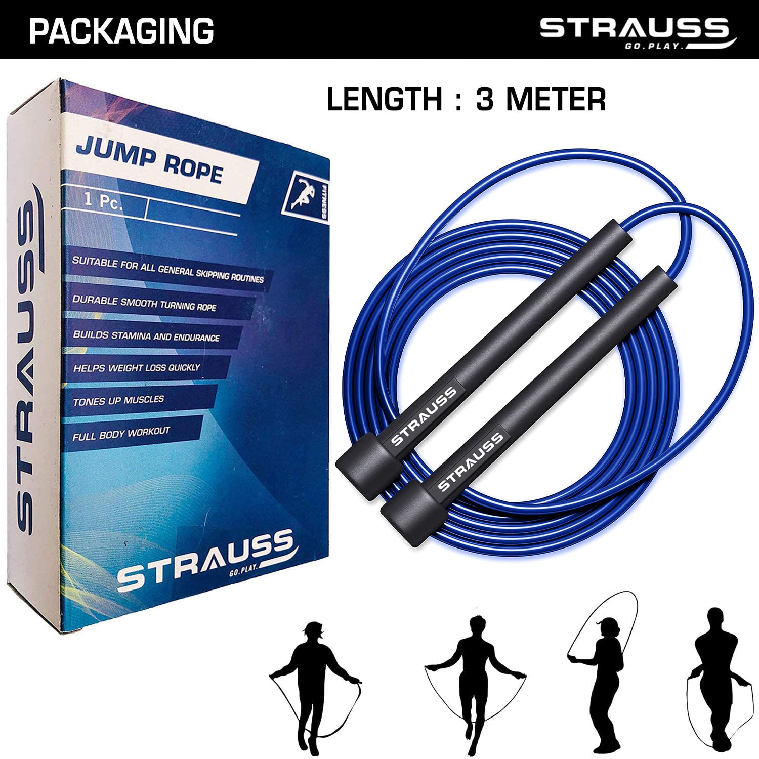 Strauss Speed Skipping Rope, Blue