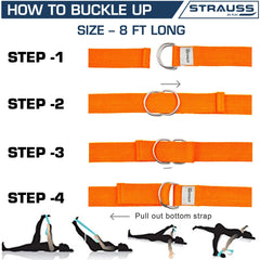 Strauss Meditation Designer Yoga Mat 5 mm (Orange), Yoga Block (Orange) Pair, Anti-Slip Yoga Towel (Blue) and Yoga Belt (Orange)