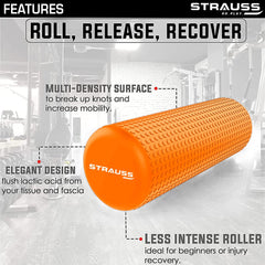 Strauss Yoga Foam Roller, 45 cm, (Orange)