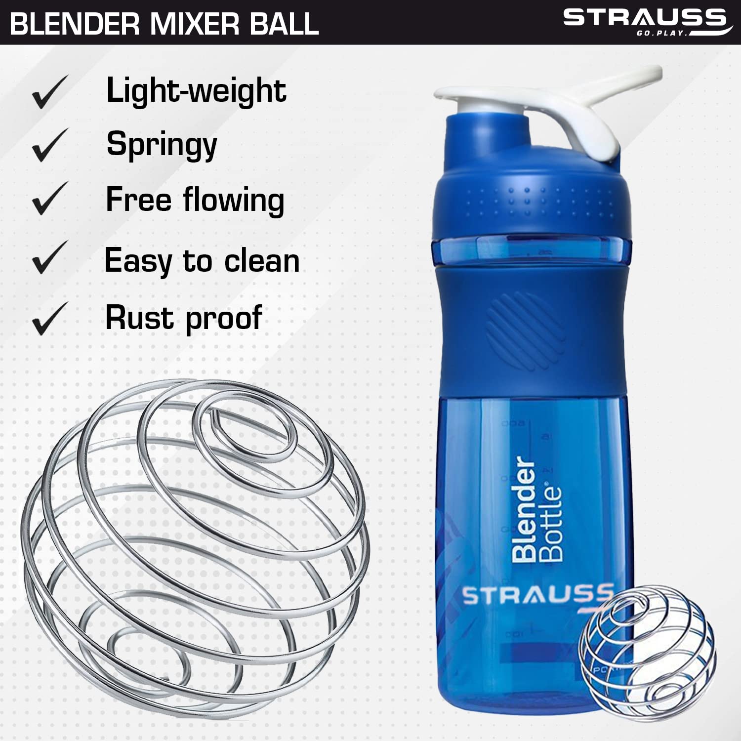 Strauss Blender Shaker Bottle 760 ml, (Blue)