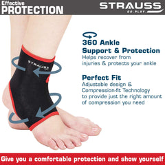 STRAUSS Adjustable Knee Support, Ankle Support, Free Size (Black, Large)