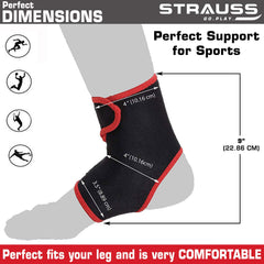STRAUSS Adjustable Knee Support, Ankle Support, Free Size (Black, Large)