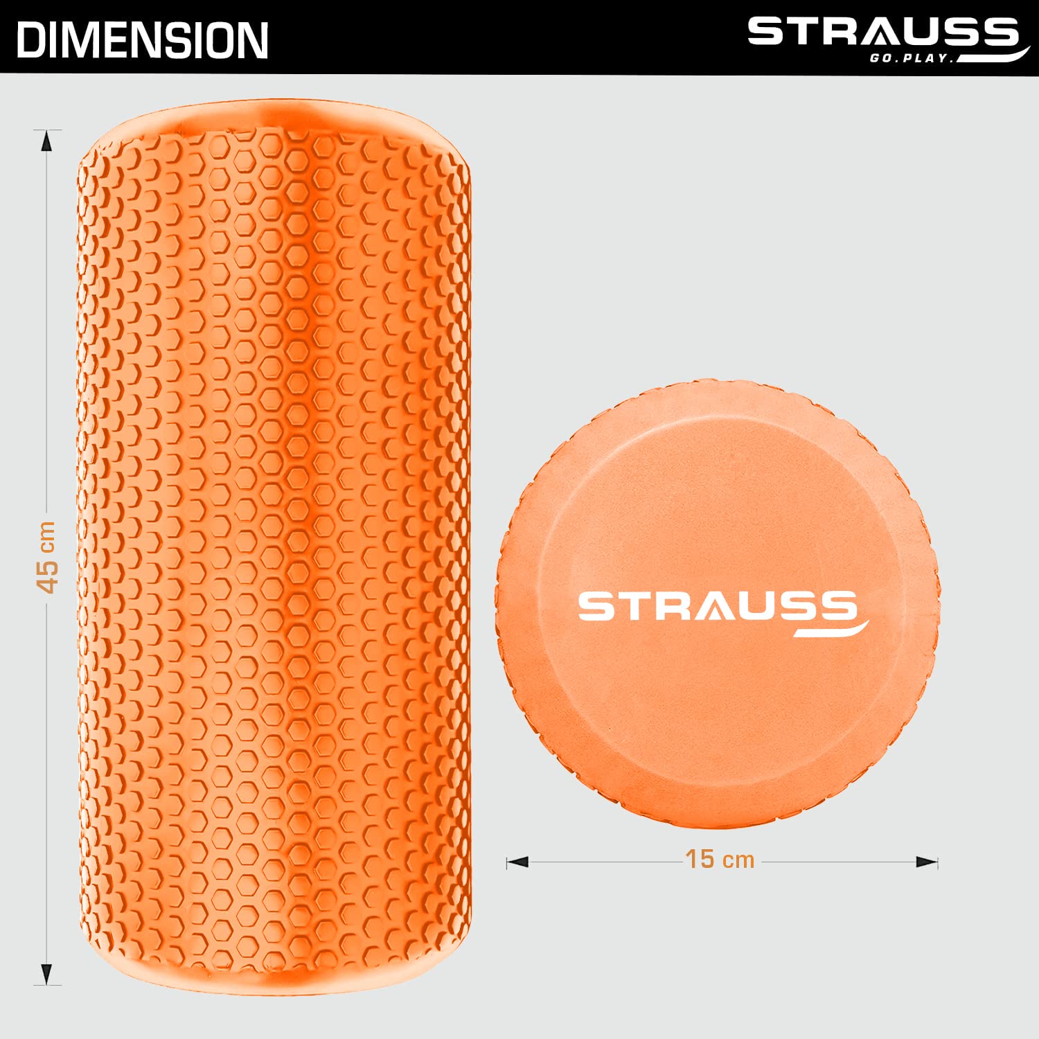 Strauss High Density Foam Roller, 45cm, (Blue)