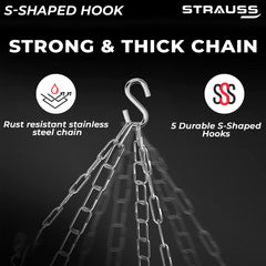 Strauss Heavy Duty PVC Leather Filled Gym Punching Bag, 2.5 Feet, (Black/Orange)
