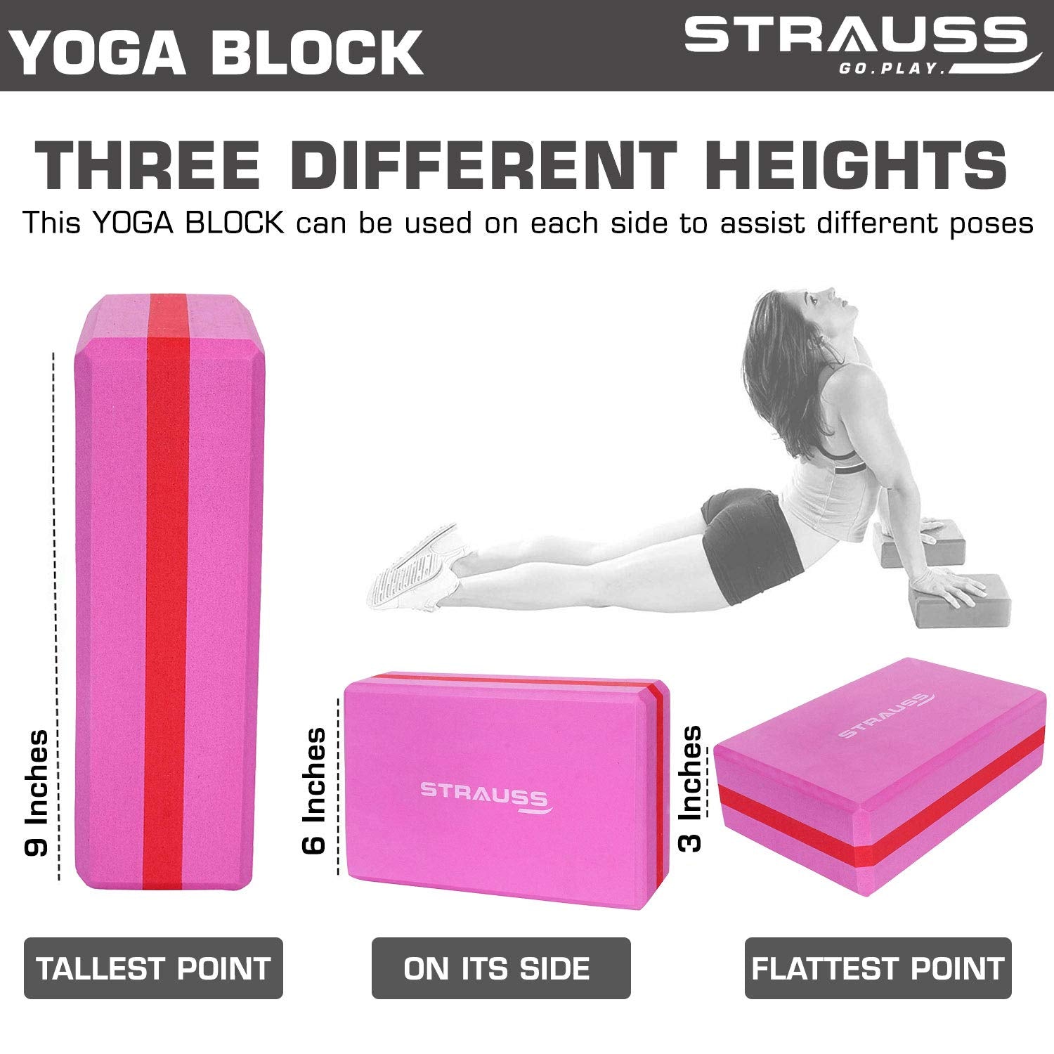Strauss Yoga Mat Butterfly (Pink) 5 MM, Yoga Block Dual Color (Pink)  Pair, Anti-Slip Yoga Towel (Blue) and Yoga Belt (Orange)