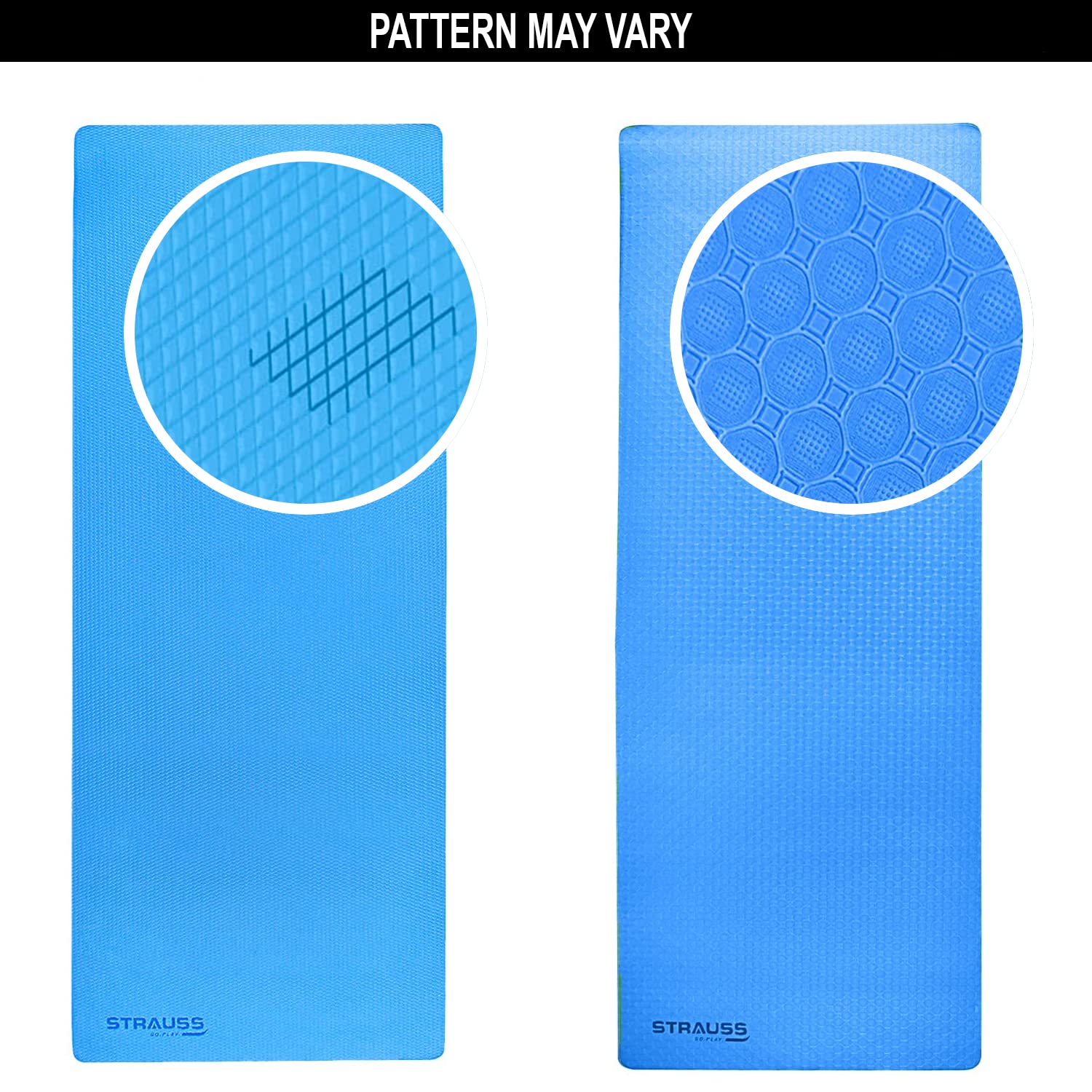 Strauss Anti Skid TPE Yoga Mat with Carry Bag, 8mm, (Sky Blue)
