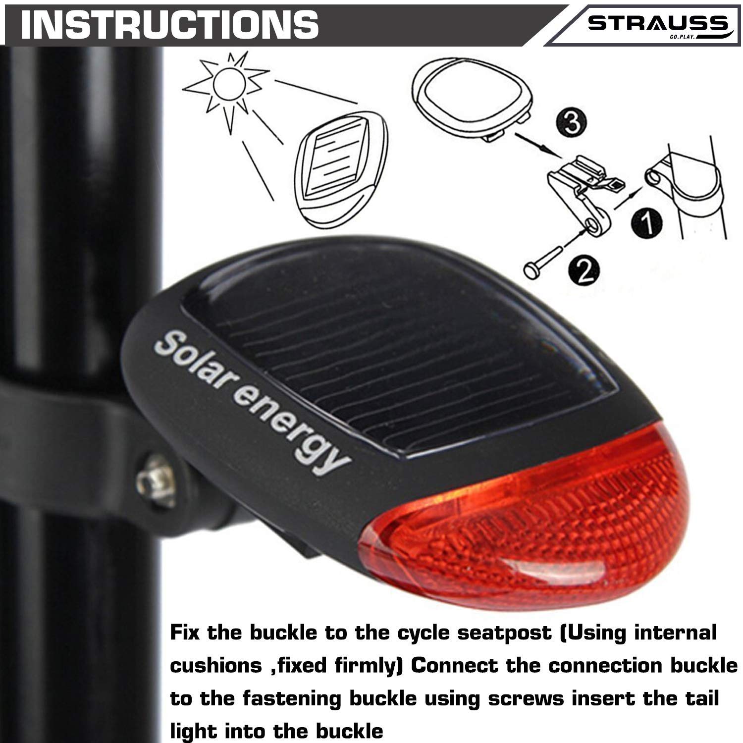 Strauss Bicycle Solar Tail Light with Seat Cover