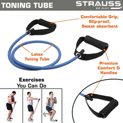 Strauss Yoga Resistance Bands (Pack of 3) and Toning Tube, (Blue)