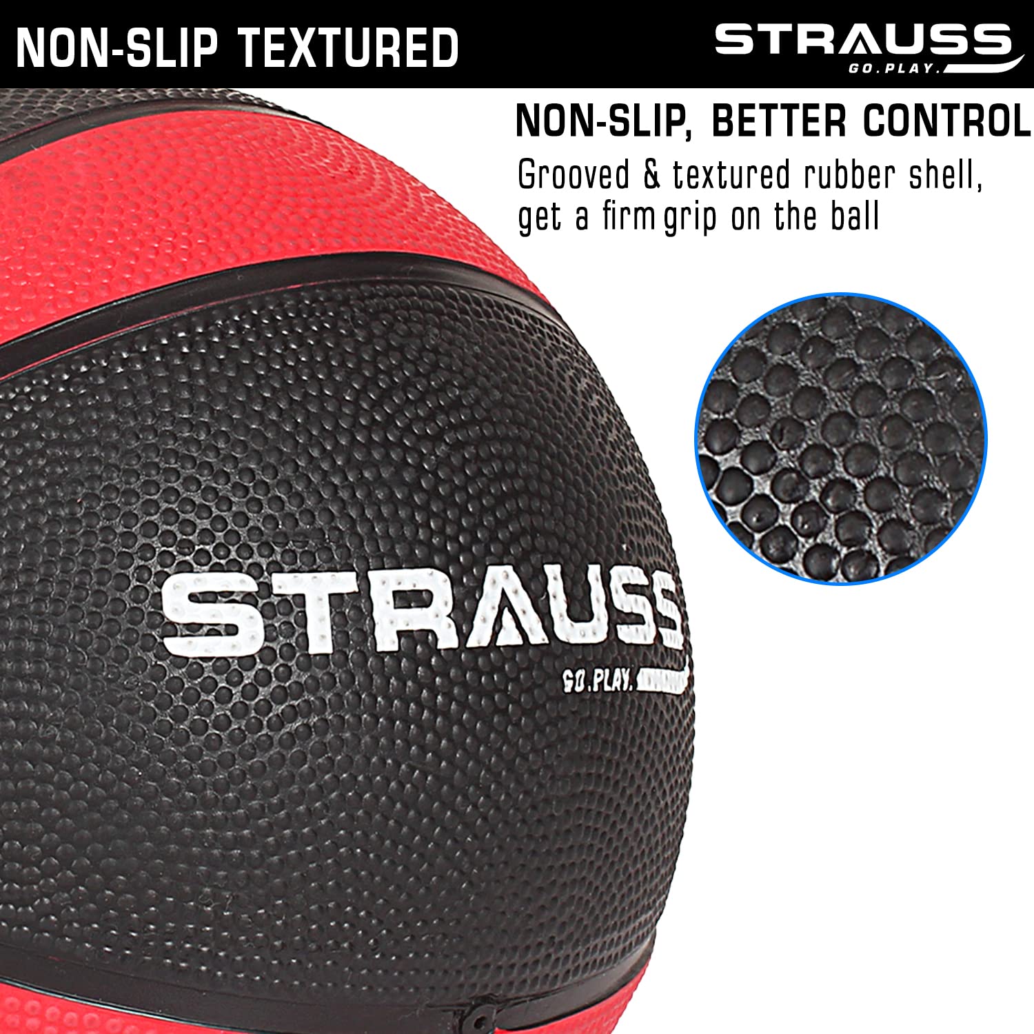 STRAUSS Medicine, Weight Training Ball, 1 Kg, (Red)