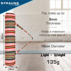 STRAUSS Jacquard Yoga Mat Bag | for Both Men and Women |Breathable, Durable and Long- Lasting| Suitable for Yoga Mat, Travel and Gym | Eco- Friendly and Washable |(Multicolor Pattern)