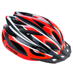 Strauss Adjustable Cycling Helmet with Detachable Visor | Light Weight with Superior Ventilation | Mountain, Road Bike & Skating Helmet With Premium EPS Foam Lining & ABS Shell | Ideal for Adults and Kids, (Black/Red))