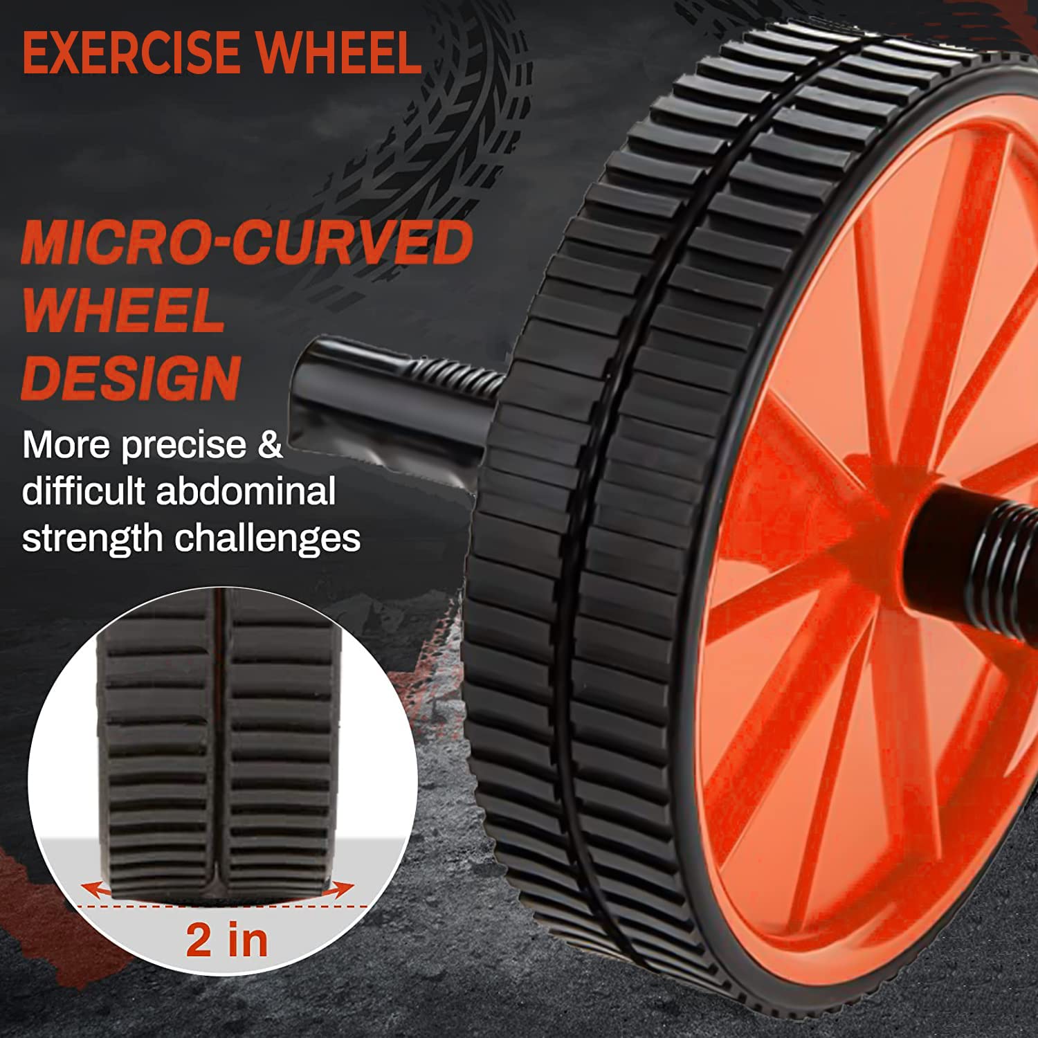 Strauss Premium Exercise wheel Ab Roller with PVC Handles, (Orange)