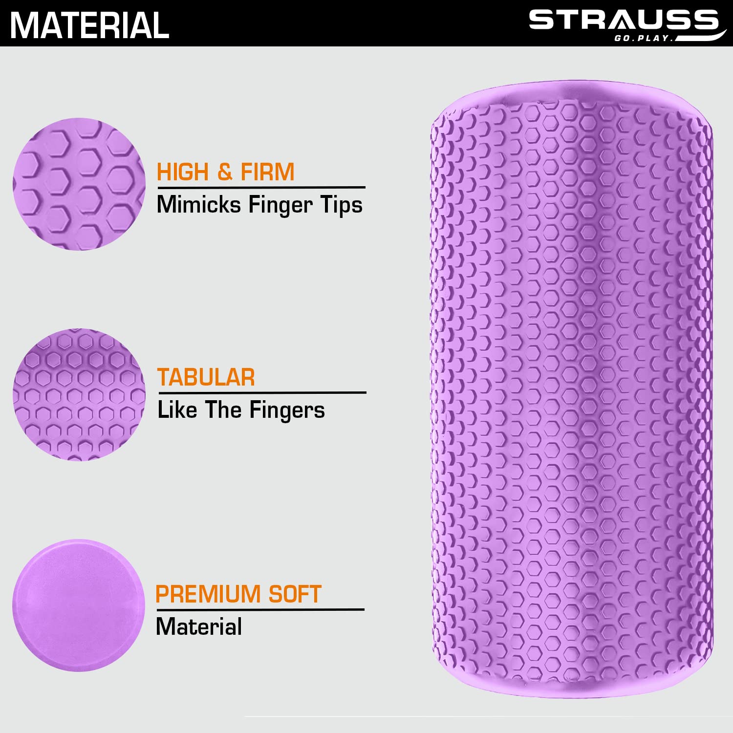 Strauss Yoga Foam Roller, 30 cm, (Purple)