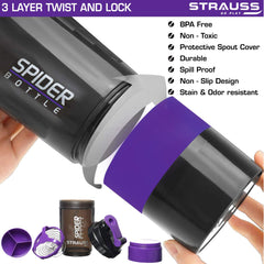 STRAUSS Spider Shaker Bottle 500 ml, (Purple)