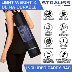 Strauss Yoga Mat, 6mm (Grey) and Anti-Slip Yoga Towel (Purple)