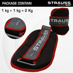 Strauss Round Shape Ankle Weight, 1 Kg (Each), Pair, (Red)