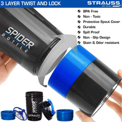 STRAUSS Spider Protein Shaker Bottle | Gym Shaker | Sipper Bottle | Gym Bottle