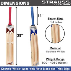 Strauss Master Scoop Tennis Cricket Bat,Plain, (Wooden Handle)