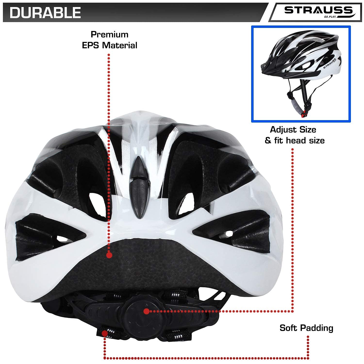 Strauss Cycling Helmet (Black/White)