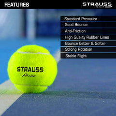 STRAUSS Tennis Cricket Ball, (Pack of 12) (Light Weight)
