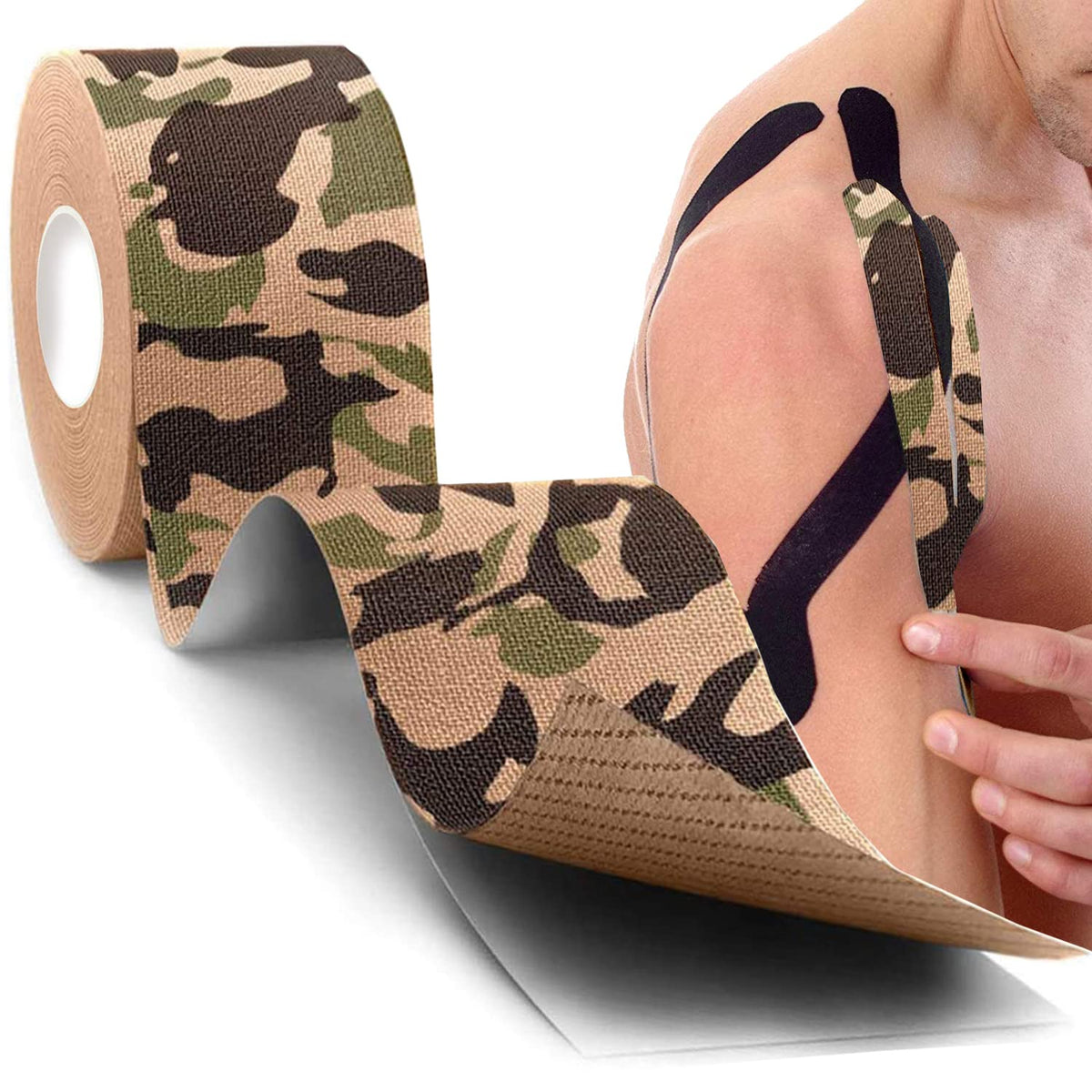 Strauss Kinesiology Sports Tape Knee, Calf & Thigh Support (Camo Green)
