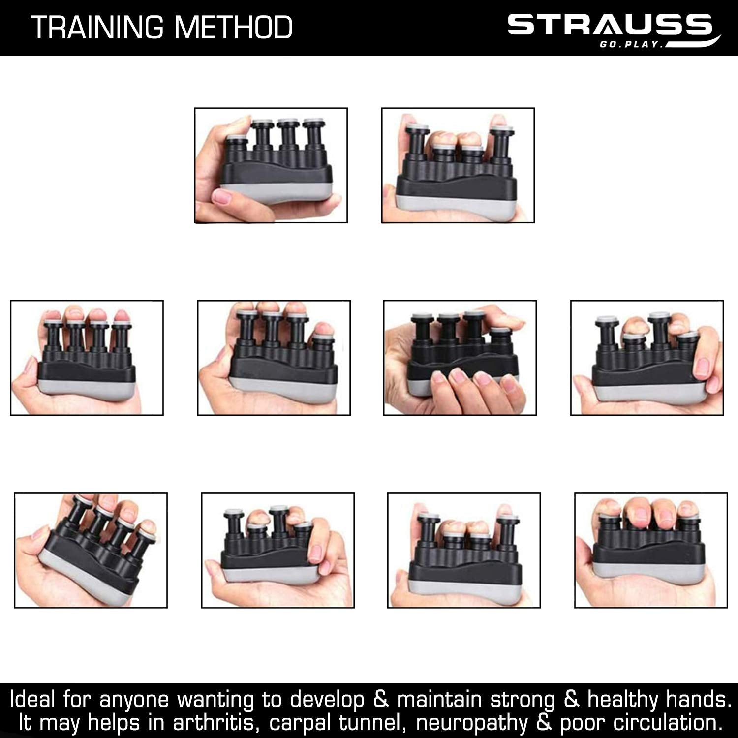 Strauss Adjustable Finger Hand Grip, (Pink)