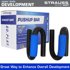 Strauss Power Push Up Bar, (Black/Blue)