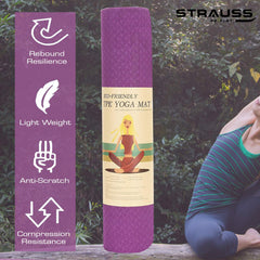 Strauss TPE Eco-Friendly Yoga Mat, 6mm (Purple) and Anti-Slip Yoga Towel (Purple)