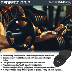 Strauss Adjustable Weightlifting Strap with Palm Pads, Pair (Black)