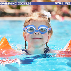 STRAUSS Swimming Goggles | Anti Fog & UV Protection | Swimming Goggles for Adults, Men and Women | Fully Adjustable Swimming Goggles With A Case Cover,(Black)