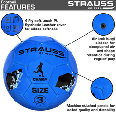 Strauss Official Basketball Size 3 | Professional Match Ball for Indoor & Outdoor Games & Training for Kids & Adults | Superior & Soft Grip with Granular Texture & High-Performance Grained Rubber Surface, (Blue)