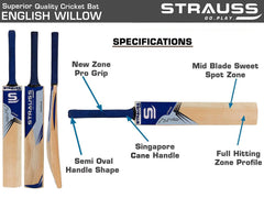 Strauss Stroke Premium English Willow Cricket Bat, (Size-6)