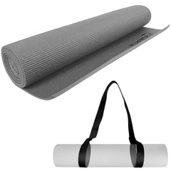 Strauss Yoga Mat, 6mm (Grey) and Cooling Towel, 80 cm, (Grey)