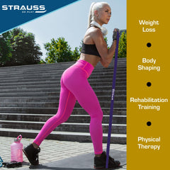 Strauss Resistance Band | Pull Up Bands Ideal for Home Exercise,Chin Ups, Squats & Core Workout | For Gym Men & Women | Resistance Bands, Loop Bands & Toning Bands | Resistance Level: 21-46Kg,(Purple)