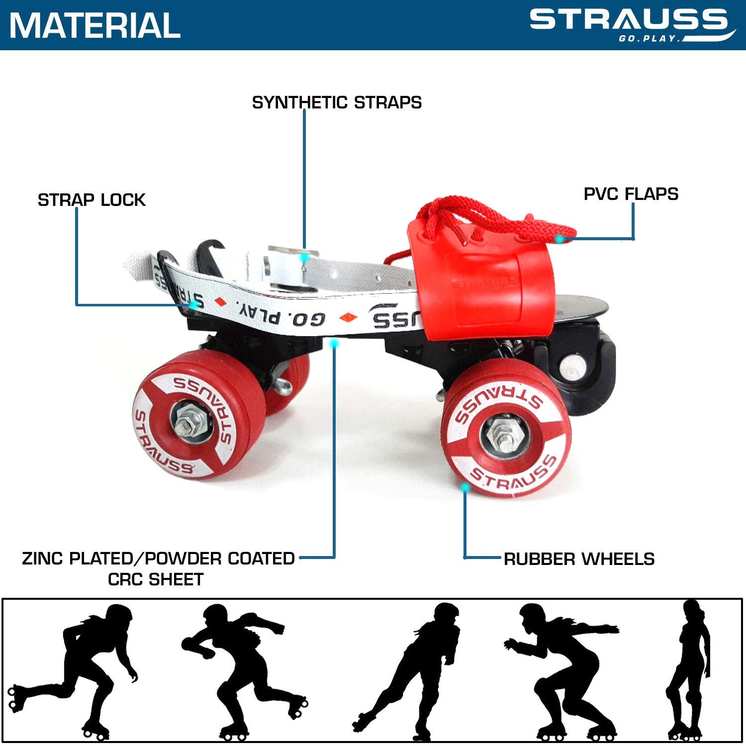 Strauss Senior Roller Skates, (Black)