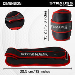 Strauss Round Shape Ankle Weight, 1 Kg (Each), Pair, (Red)