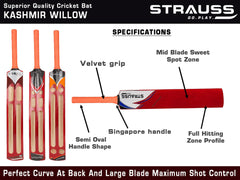 Strauss Master Scoop Tennis Cricket Bat,Full Duco, Red, (Singapur Handle)