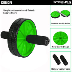 Strauss Premium Exercise Wheel Ab Roller with Foam Handles, (Green)