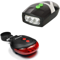 Strauss Bicycle Flash Tail Light with Laser, (Black) and Bicycle LED Headlight with Horn
