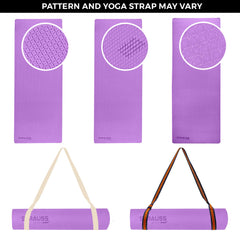 Strauss Anti Skid EVA Yoga Mat with Carry Strap, 4mm, (Purple)