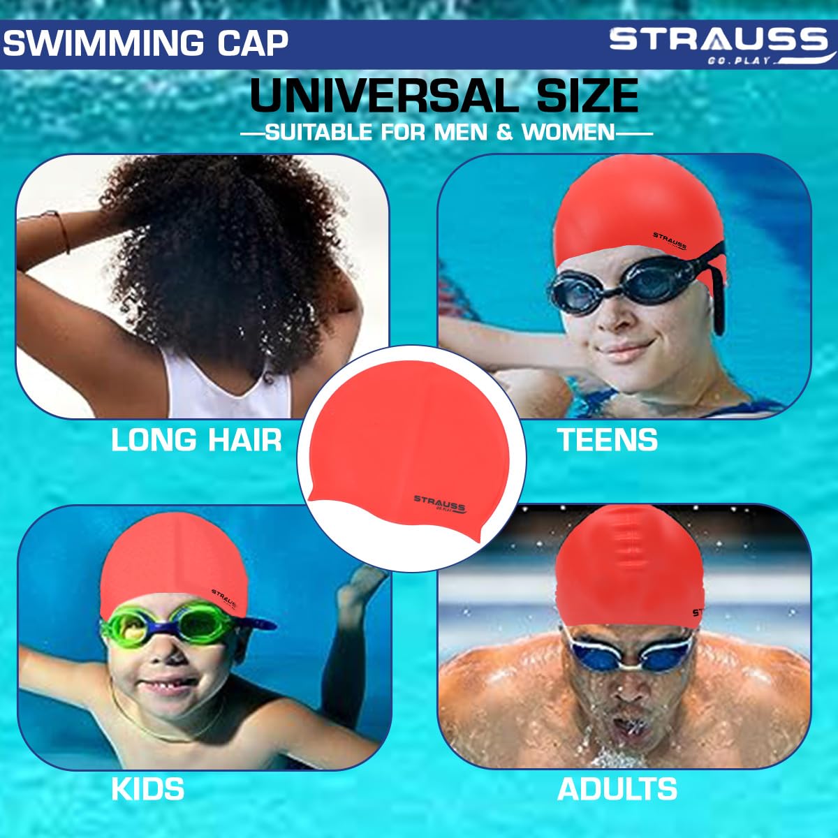 Straus Clean Strauss Latest Designed Swimming Cap | Keeps Hair Clean with Ear ...