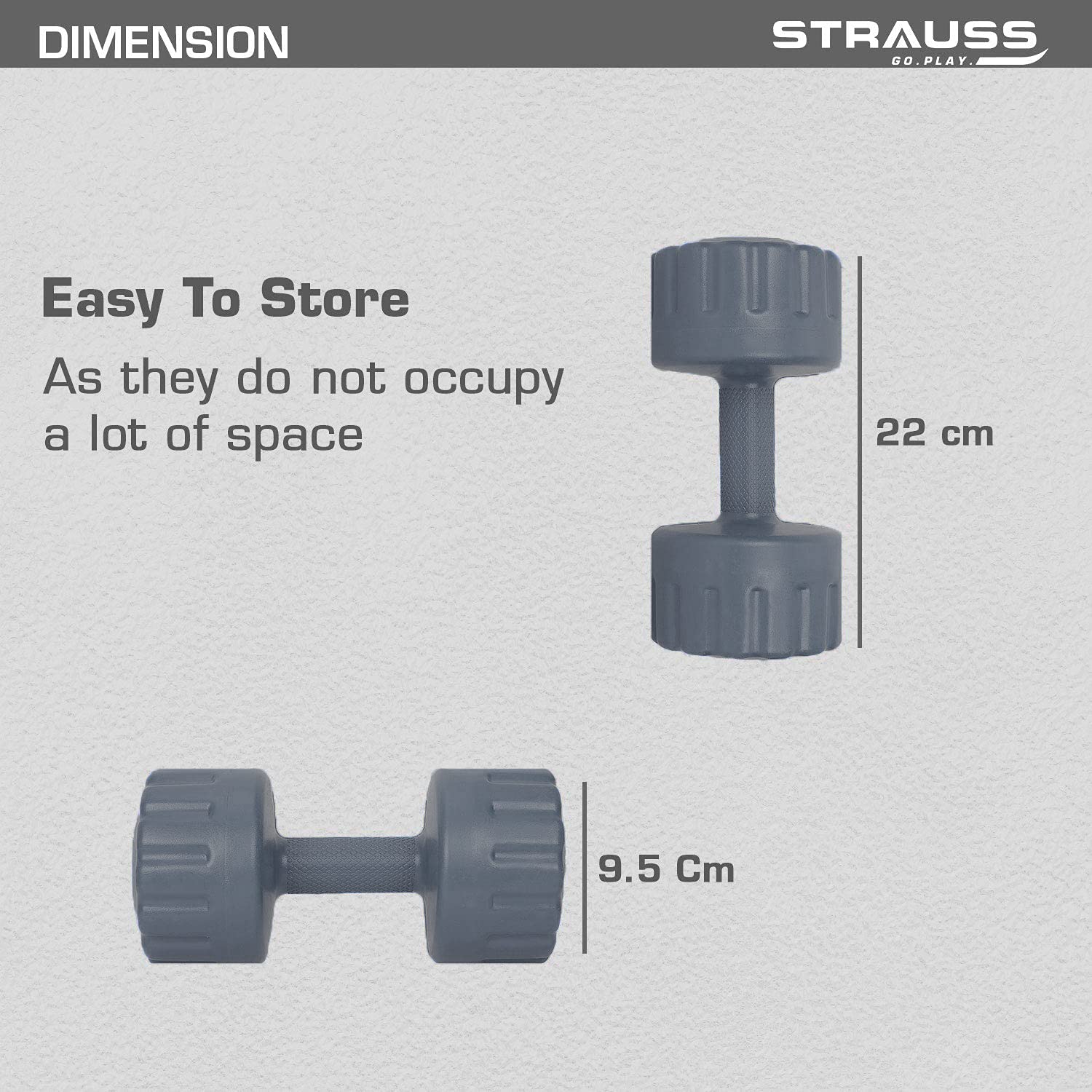 Strauss PVC Dumbbell, 4 KG (Pair), 2 KG Each, (Grey)