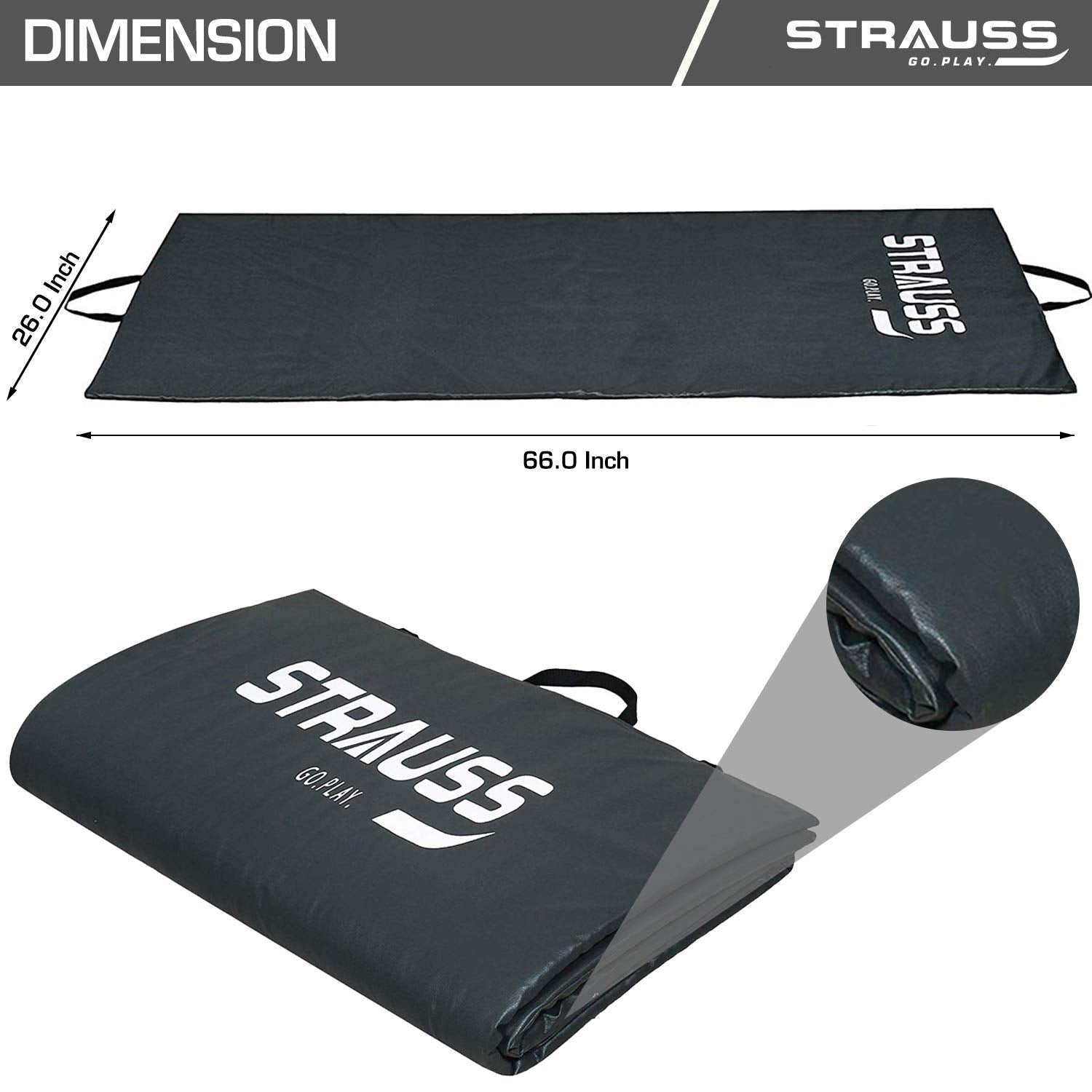 Strauss Yoga Mat Rolling, 10 mm (Grey)