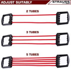 Strauss Chest Expander with 5 Springs with Double Exercise Wheel